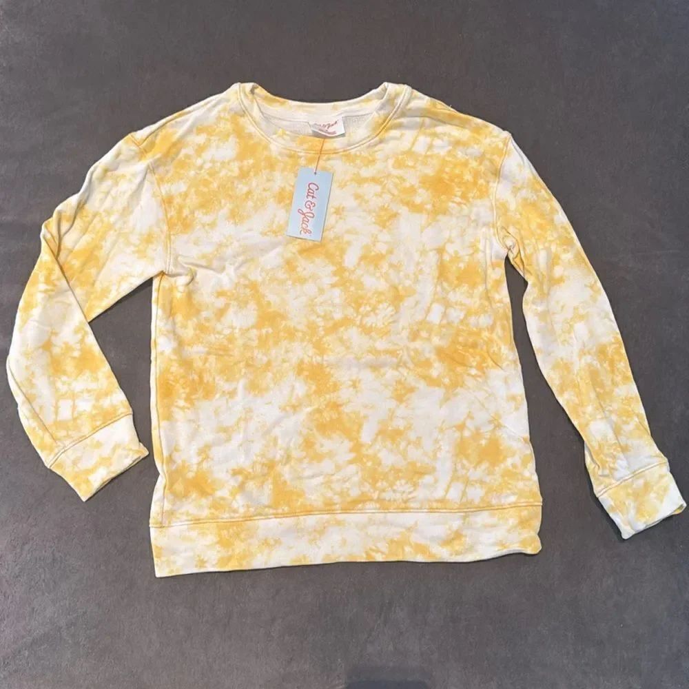 Cat & Jack Girl’s Yellow Tie Dye Sweater 100% Cotton Size M NWT